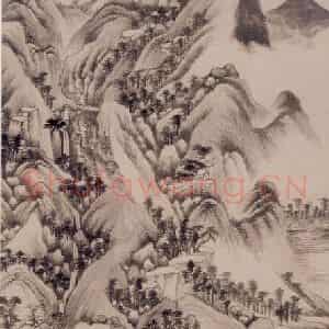 清代 王鉴《浮岚暖翠图轴》国画山水作品图片鉴赏