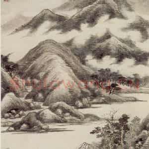 清代 王鉴《仿高房山云山图轴》国画山水作品图片鉴赏