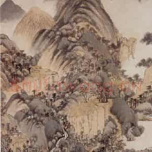 清代 王鉴《浮岚暖翠图轴》国画山水作品图片鉴赏