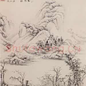 清代 王鉴《溪亭山色图轴》国画山水作品图片鉴赏