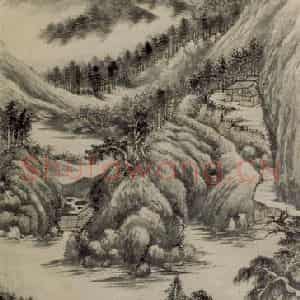 清代 王鉴《深浅云山图轴》国画山水作品图片鉴赏