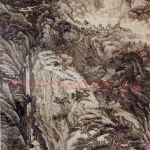 明代 沈周《庐山高图轴》国画山水作品图片鉴赏