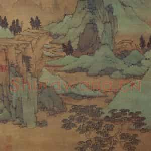 明代 沈周《桐荫玩鹤图轴》国画山水作品图片鉴赏
