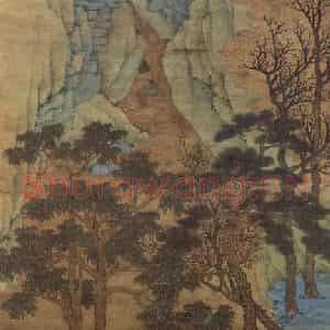 明代 沈周《桐荫濯足图轴》国画山水作品图片鉴赏