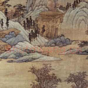 明代 沈周《青山红树图轴》国画山水作品图片鉴赏