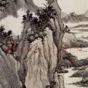 明代 沈周《仿大痴山水图轴》国画山水作品图片鉴赏