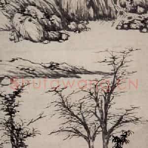 明代 沈周《溪山秋色图轴》国画山水作品图片鉴赏