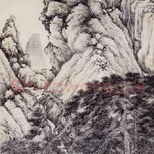 明代 沈周《虎丘送客图轴》国画山水作品图片鉴赏