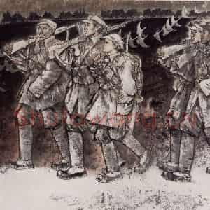 1984年 张道兴《脚踏着祖国的大地》国画人物作品图片鉴赏