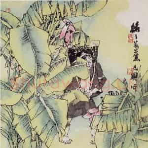 2002年 张道兴《绿了芭蕉》国画人物作品图片鉴赏