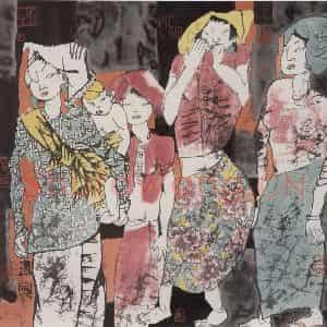 1990年 张道兴《打洛小女》国画人物作品图片鉴赏