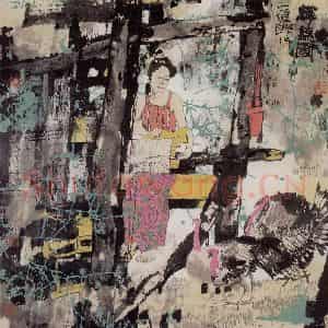1996年 张道兴《织锦图》国画人物作品图片鉴赏