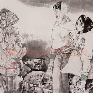 2001年 张道兴《鱼市》国画人物作品图片鉴赏