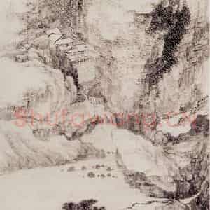1672年 王翚《岩栖高土图轴》国画山水写意作品图片鉴赏