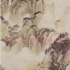 1691年 王翚《夏麓晴云图轴》国画山水写意作品图片鉴赏