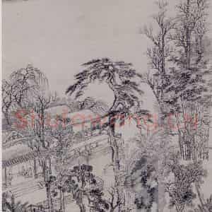1694年 王翚《嵩山草堂图轴》国画山水写意作品图片鉴赏