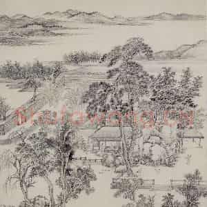 1694年 王翚《卢鸿草堂图轴》国画山水写意作品图片鉴赏