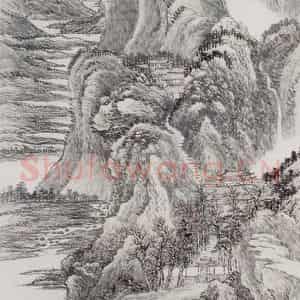 1709年 王翚《秋山萧寺图轴》国画山水写意作品图片鉴赏