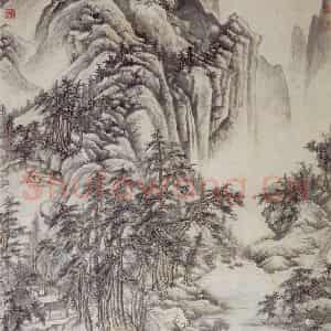 1662年 王翚《万壑千岩图轴》国画山水写意作品图片鉴赏