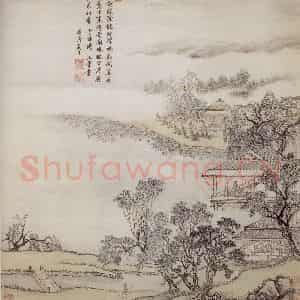 1710年 王翚《水阁延凉图轴》国画山水写意作品图片鉴赏