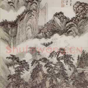 1717年 王翚《草堂碧泉图轴》国画山水写意作品图片鉴赏
