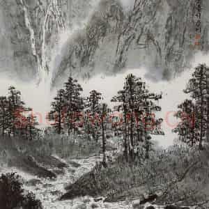 1997年 亚明《山乡雨止》国画山水作品图片鉴赏