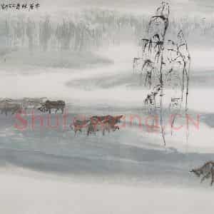 1983年 亚明《芬兰绿透》国画山水作品图片鉴赏
