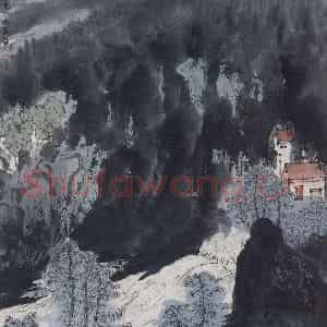 1983年 亚明《雨止山更幽》国画山水作品图片鉴赏