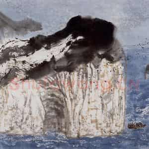 1983年 亚明《西人岛》国画山水作品图片鉴赏