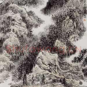 1989年 亚明《苗寨秋色》国画山水作品图片鉴赏