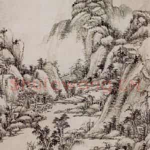 清代 王原祁《仿大痴山水图轴》国画山水作品图片鉴赏