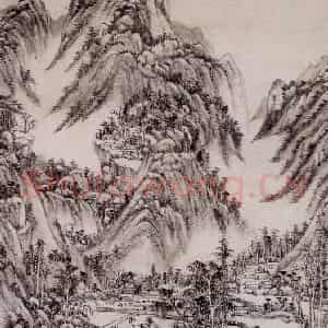 清代 王原祁《仿大痴山水图轴》国画山水作品图片鉴赏