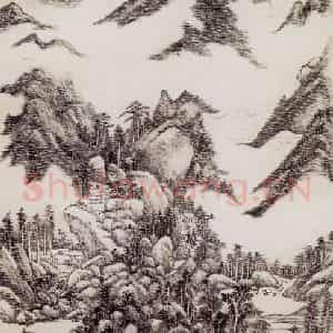 清代 王原祁《仿高克恭云山图轴》国画山水作品图片鉴赏