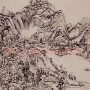 清代 王原祁《夏山图轴》国画山水作品图片鉴赏