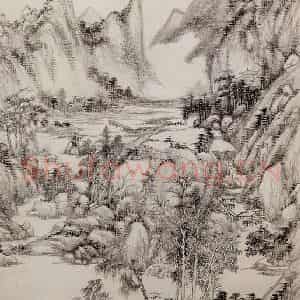 清代 王原祁《仿大痴山水图轴》国画山水作品图片鉴赏