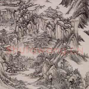 清代 王原祁《浮峦暖翠图轴》国画山水作品图片鉴赏