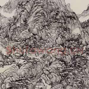 清代 王原祁《仿王蒙山水图轴》国画山水作品图片鉴赏