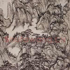 清代 王原祁《仿王蒙山水图轴》国画山水作品图片鉴赏