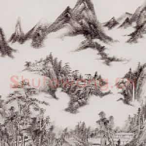 清代 王原祁《仿高房山山水图轴》国画山水作品图片鉴赏