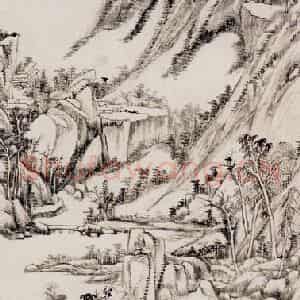 清代 王原祁《仿大痴山水图轴》国画山水作品图片鉴赏