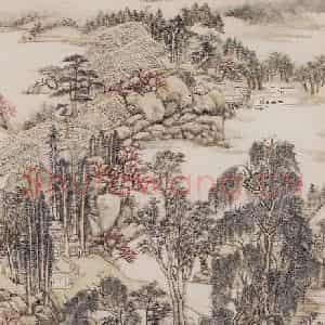清代 王原祁《仿赵大年江乡春晓图轴》国画山水作品图片鉴赏