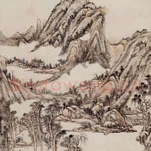 清代 王原祁《粤东山水图轴》国画山水作品图片鉴赏