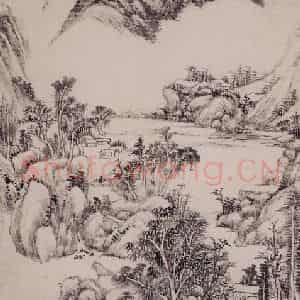 清代 王原祁《仿大痴富春大岭图轴》国画山水作品图片鉴赏