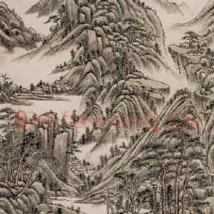 清代 王原祁《仿一峰山水图轴》国画山水作品图片鉴赏