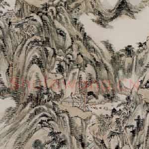 清代 王原祁《仿大痴山水图轴》国画山水作品图片鉴赏