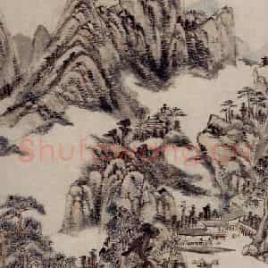 清代 王原祁《仿大痴山水图轴》国画山水作品图片鉴赏