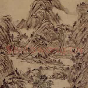 清代 王原祁《仿大痴山水图轴》国画山水作品图片鉴赏