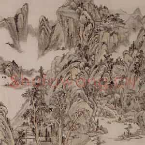 清代 王原祁《陡壁盘石图轴》国画山水作品图片鉴赏