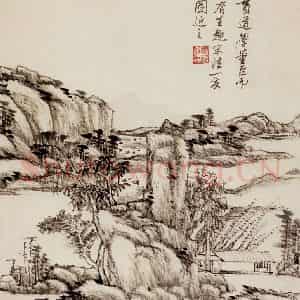 清代 王原祁《仿古上水图册》国画山水作品图片鉴赏
