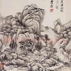 清代 王原祁《仿古上水图册》国画山水作品图片鉴赏